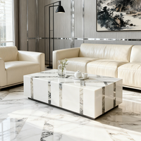 Table Basse Centrale Bloc de Base Rectangulaire à Piédestal en Marbre Blanc Sur Mesure, Design Moderne de Luxe Italien