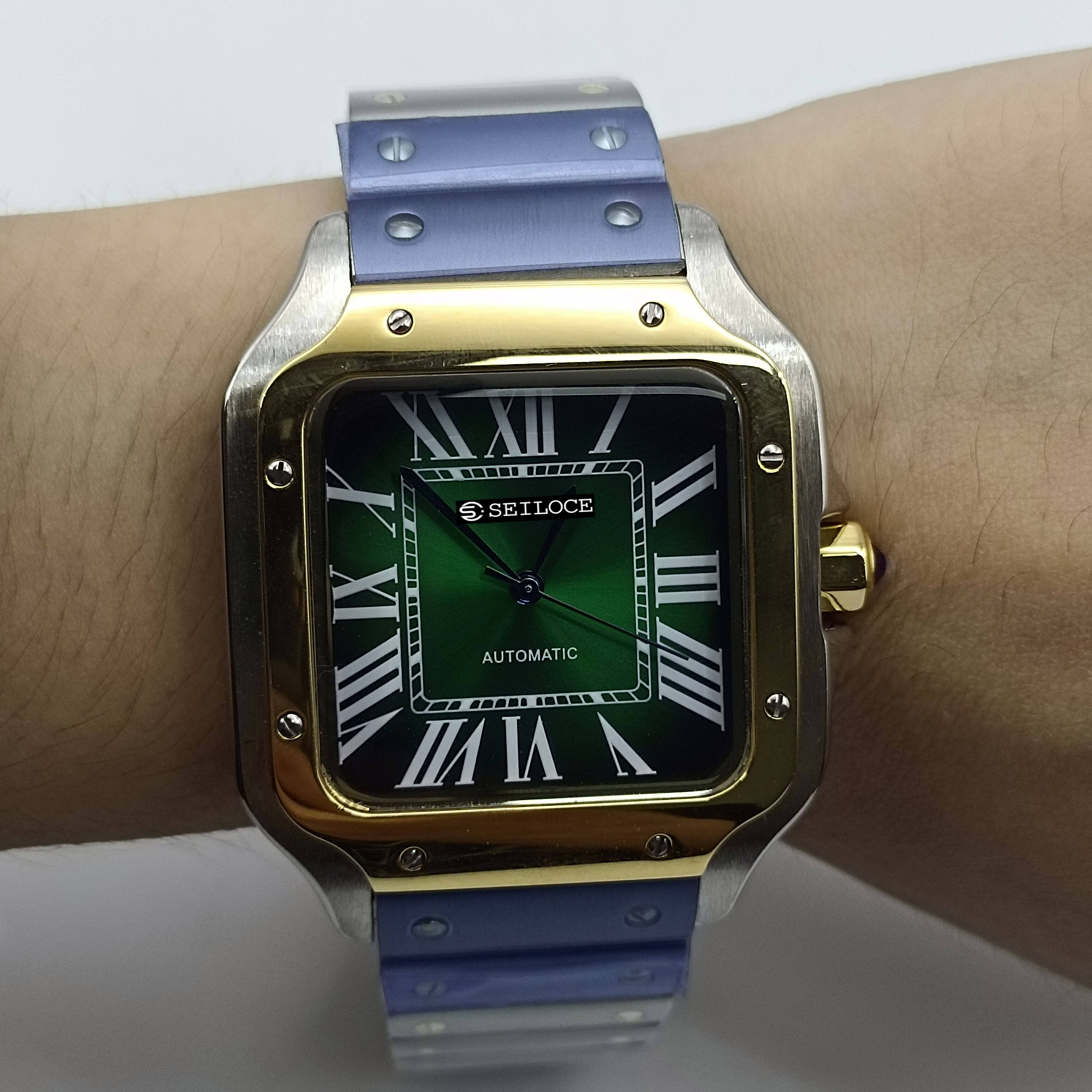Gold Silver Case+Green Dial