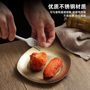 Retro Distressed Japanese Style 304 Stainless Steel Square Dish Set Stackable Condiment Plate For Hotel Barbecue Kimchi - Product Image 3
