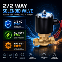 2W040-10 Electrovanne 2/2 voies AC220V à action directe normalement fermée Electrovanne d'eau 3/8 pouces