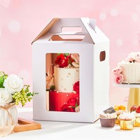 China Factory Custom Hot Selling rectangle blanc grande grande boîte à gâteau haute couche avec votre propre logo