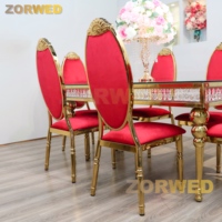 Vente en gros de meubles pour hôtel, tables et chaises de fête pour banquets, métal doré, velours rouge