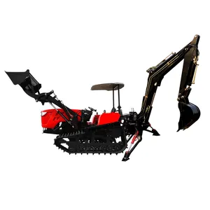 Bucket Loader dan Ekskavator Peralatan Mesin Pertanian Kultivator Pertanian Rotary Tiller Traktor Mini Crawler Pertanian