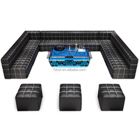 Canapé de salle de danse haut de gamme, canapé en U personnalisé pour KTV, canapé de bar karaoké et table basse LED pour boîte de nuit