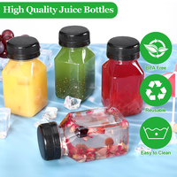 Bouteille de Jus en Plastique de Gros 2oz 4oz avec Bouchon. Bouteilles de Jus Carrées Personnalisées de 60ml 120ml avec Capuchons Inviolables