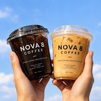 Gobelets en plastique transparent personnalisés avec couvercles en dôme PET en gros pour café glacé, café à emporter, vente en gros pour restaurants