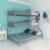 Litera de dormitorio doble ajustable de Metal plateado Cormac moderna para uso en apartamento de Hotel de Hospital de dormitorio escolar