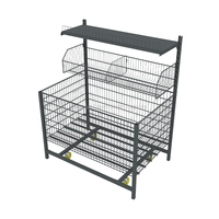 Poubelle pliable d'affichage au détail de panier de fil en métal portatif pour le stockage avec des roues