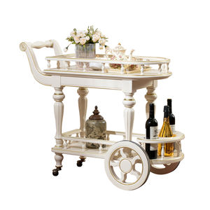 รถเข็นไม้แท้สำหรับรับประทานอาหารสไตล์อเมริกันหรูหรารถเข็นใส่ชาและเครื่องดื่มขนาดเล็กแบบถือได้ที่จับแก้วไวน์เฟอร์นิเจอร์บ้านทันสมัยปรับได้ - Product Image 6