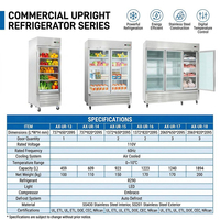 Réfrigérateur vitrine à porte simple haute visibilité avec éclairage LED pour la présentation de boissons dans les supermarchés