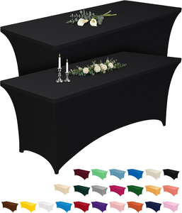 Nappe carrée en polyester multicolore, extensible, sans plis, écologique, ajustée, pour la maison, les mariages et les banquets (vente en gros) - Product Image 1