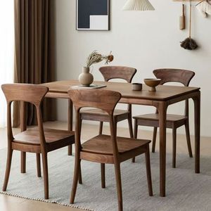 Listo para Enviar, Muebles de Restaurante Nórdicos Modernos de <span class=keywords><strong>Segunda</strong></span> <span class=keywords><strong>Mano</strong></span> a Precio Económico, Juego de <span class=keywords><strong>Mesa</strong></span> de <span class=keywords><strong>Comedor</strong></span> de <span class=keywords><strong>Madera</strong></span> <span class=keywords><strong>Maciza</strong></span> de Nogal con Sillas - Product Image 4