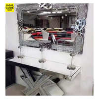 Tables consoles en verre miroir avec diamants écrasés scintillants de haute qualité
