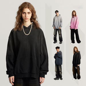 H5425 Automne Hiver Ventes Flash Personnalisées 458 Grammes Premium Distressed Oversized Hoodies Hommes Femmes - Product Image 1