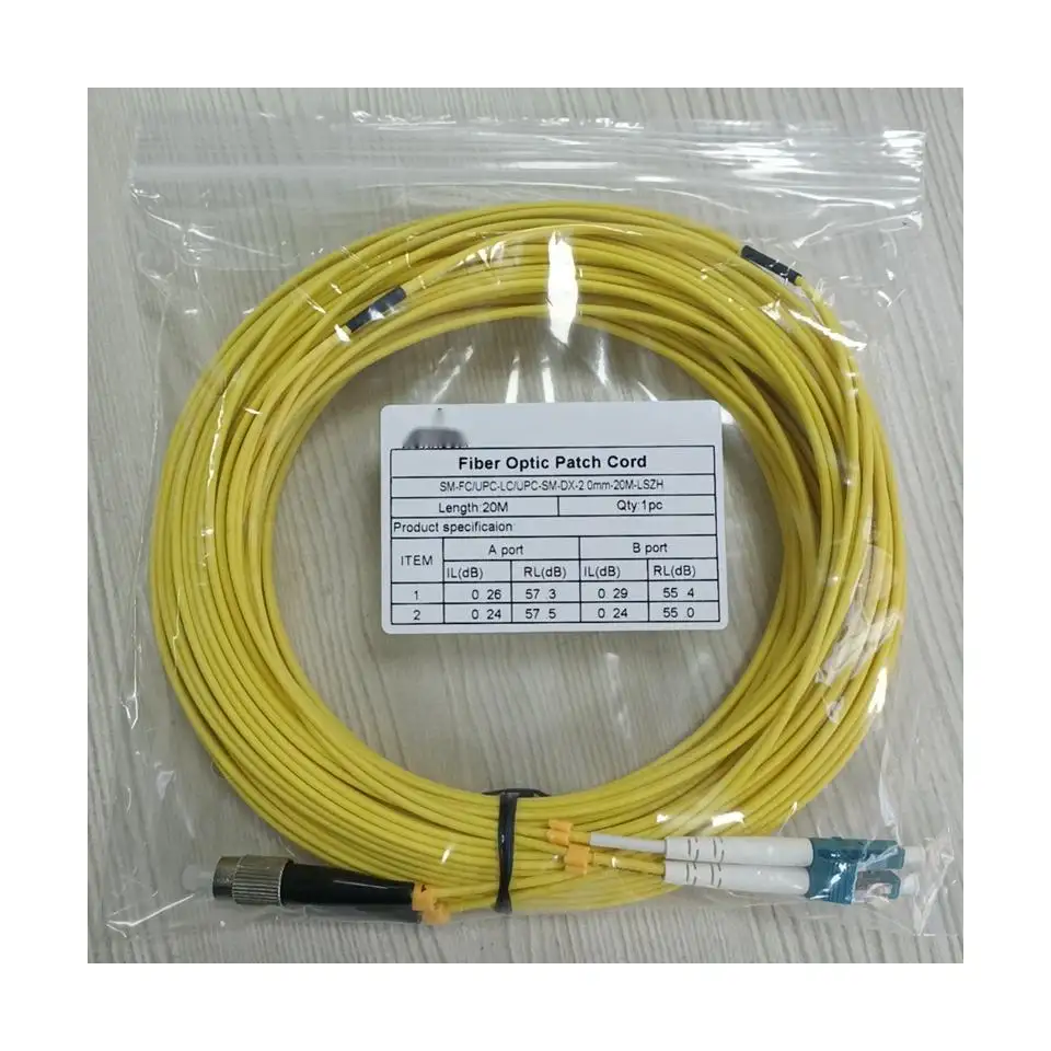 Telecom Level LC Upc- FC Upc Single-mode Duplex SM DX Fiber Optic Cable Patch Cord 3m 2m 1m 5m 7m 10m 15m 20m 30M