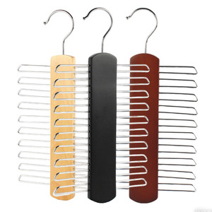 Solid Wood 20-Hook <b>Clothes</b> Hanger Tie Belt Organizer Traceless Storage <b>Rack</b> For Small Items - Product Image 1