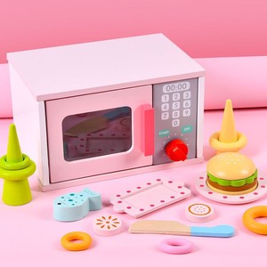 Juguetes educativos de madera para niños Juego de cocina de horno microondas simulado que fomenta el juego prolongado y la imaginación - Product Image 3