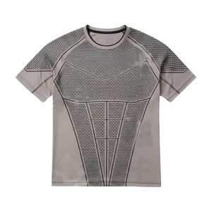 T-shirt de sport pour homme, tenue de fitness ajustée, élastique, séchage rapide, coupe ajustée, tendance, entraînement musculaire des jambes, manches courtes - Product Image 5
