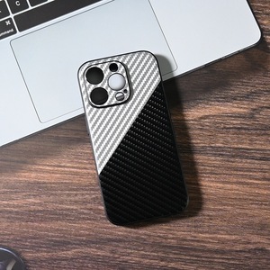 In fibra di carbonio testurizzata in pelle per <span class=keywords><strong>Apple</strong></span> <span class=keywords><strong>iPhone</strong></span> 13 <span class=keywords><strong>14</strong></span> 15 16 <span class=keywords><strong>Pro</strong></span> Max Cover posteriore Anti-drop semplice <span class=keywords><strong>custodia</strong></span> per telefono Premium - Product Image 4