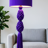 Lampe sur pied en corde de coton créative avec pompon, design unique, taille personnalisée, LED E27, décoration artistique moderne