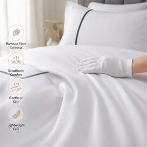 Ensemble <span class=keywords><strong>de</strong></span> literie en coton pour la maison, 4 pièces, couleur unie, <span class=keywords><strong>housse</strong></span> <span class=keywords><strong>de</strong></span> <span class=keywords><strong>couette</strong></span> et taies d'oreiller soyeuses et lisses, commande d'échantillon, étiquette personnalisée - Product Image 2