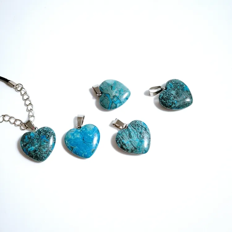 Pingente de coração turquesa cristal de pedras preciosas DIY para fazer joias