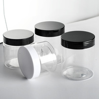 Conteneur de confitures au miel et au beurre d'arachide de qualité alimentaire 250ml 300ml 400ml Pots en plastique PET de 500ml avec couvercle à vis noir