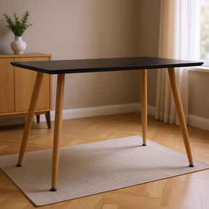 Mesa de comedor negra y color roble de 47,2 x 23,6 x 29,1 pulgadas, diseño rectangular moderno de MDF para cocina doméstica - Product Image 2