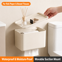 Support mural pour boîte à mouchoirs, distributeur de papier toilette à ventouse, organisateur de rangement pour salle de bain, grande capacité, sans perçage, pour toilettes