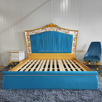 Französisches Luxus-Klassik-Prinzessinnenbett-Set mit Muscheleinlage, Massivholzbett mit Holzrahmen und Stoffbezug für Heim- und Hotel-Schlafzimmermöbel