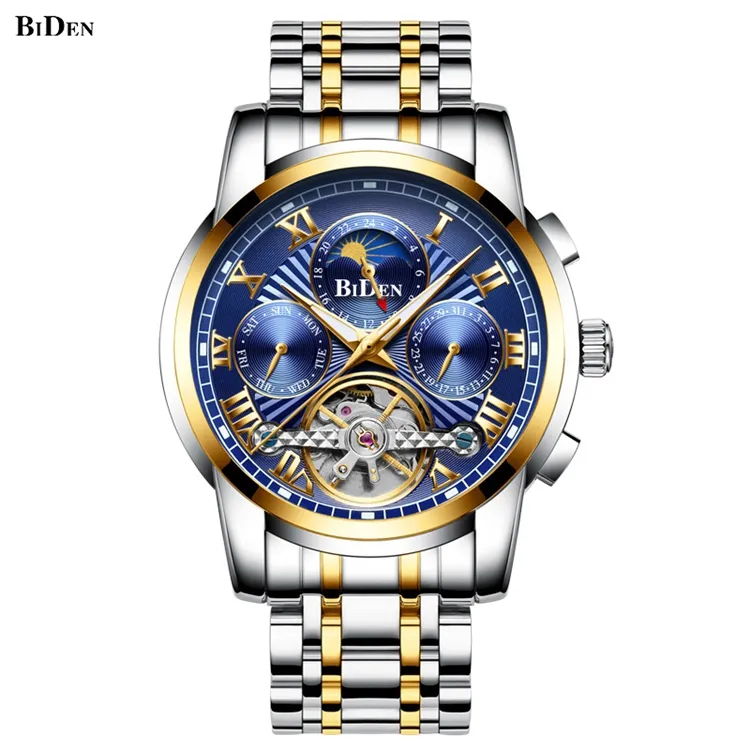 BIDEN 0191 Luxury Waterproof Stainless Steel Watches Men Automatic Montre Homme