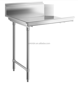 Commercial Stainless Steel Clean Dish Table Left Drainboard Kitchen Workstation With Backsplash Bullet Feet <b>Worktable</b> - Product Image 2