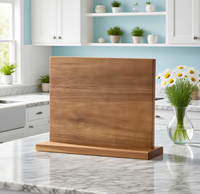 Porte-couteau magnétique double face en bois d'acacia blanc et frêne Support magnétique de couteau pour comptoir de cuisine
