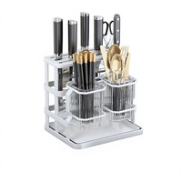 Support de couteaux de cuisine en plastique, porte-baguettes multifonctionnel, organisateur de rangement moderne pour comptoir et mural pour la cuisine