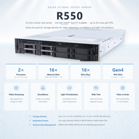 Server Rak R550 R540 R530 2U Prosesor Ganda DDR4 NVMe SSD SAS SATA Penyimpanan Enterprise Cadangan File Cloud