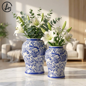 <span class=keywords><strong>Vase</strong></span> en <span class=keywords><strong>porcelaine</strong></span> bleue et <span class=keywords><strong>blanche</strong></span> de style zen chinois ARM LVG, artisanal, peinture vintage florale, décoration orientale pour la maison, <span class=keywords><strong>vase</strong></span> en céramique, grès - Product Image 1