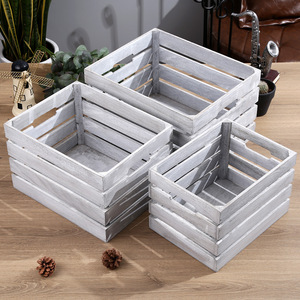 Decorazione Rustica Fatta a Mano, Cassette in <span class=keywords><strong>Legno</strong></span> Bianco Lavato di Alta Qualità, Vassoio di Servizio in <span class=keywords><strong>Legno</strong></span>, Contenitore in <span class=keywords><strong>Legno</strong></span> - Product Image 1