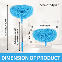 Balai à plafond en microfibre en gros avec manche télescopique en acier inoxydable pour le dépoussiérage des armoires et des lieux hauts de la maison