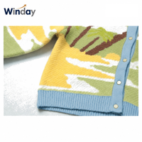 Cardigan long en tricot jacquard pour femme Winday – Pulls décontractés d'hiver en coton, personnalisables
