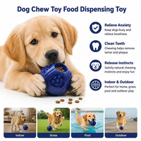 Jouet à mâcher pour chien avec distributeur de friandises, balle flottante en caoutchouc durable, jouet de puzzle d'enrichissement dentaire pour le nettoyage des dents et le soulagement de l'anxiété