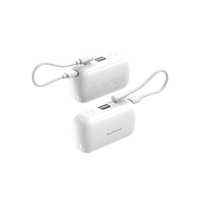 Batterie externe mini 2-en-1 de 10000 mAh avec câble USB-C intégré, charge rapide 20W, affichage LED, double sortie Type-C pour iPhone et Android
