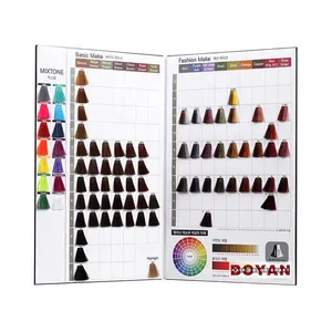 Professional OEM 2-page hair dye color swatch chart for hair cream