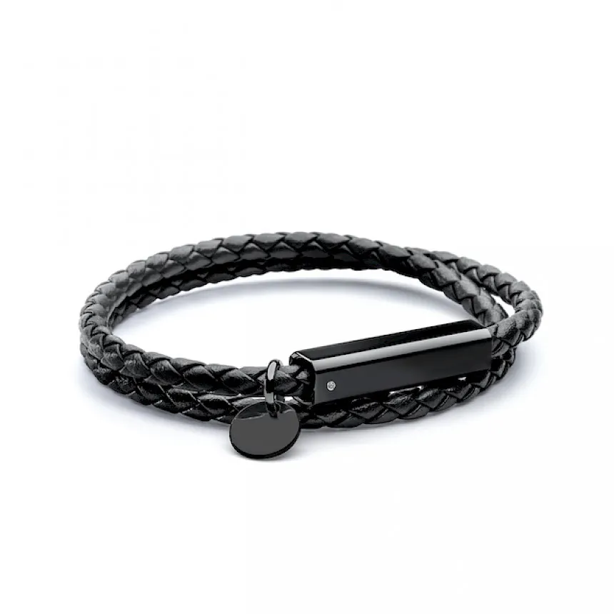 Pulseira masculina, pulseira luxuosa feita em couro legítimo, trançada, dupla camada, bracelete de couro ecológico, de aço inoxidável