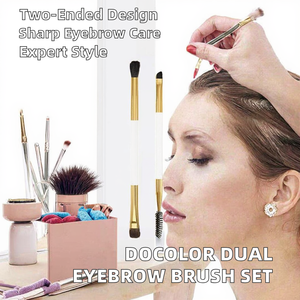 <span class=keywords><strong>Docolor</strong></span> - Juego de 2 Brochas de Maquillaje Profesionales de Pelo Sintético, <span class=keywords><strong>Brocha</strong></span> <span class=keywords><strong>para</strong></span> Cejas y Cepillo de Doble Punta <span class=keywords><strong>para</strong></span> Maquillaje de Ojos (Blanco Dorado) - Product Image 3