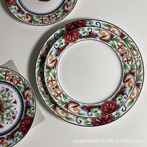 Plato de Cerámica Floral Bohemio Ecológico, Platos de Porcelana para Cena, Filete y Postre para Bodas y Fiestas - Product Image 3