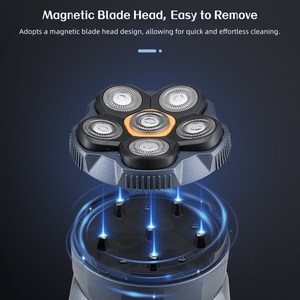 6D Magnetic Floating Heads IPX6 Waterproof Bald Head <b>Shaver</b> 1400mAh Rechargeable <b>Face</b> & Body Use Household for Men - Product Image 2