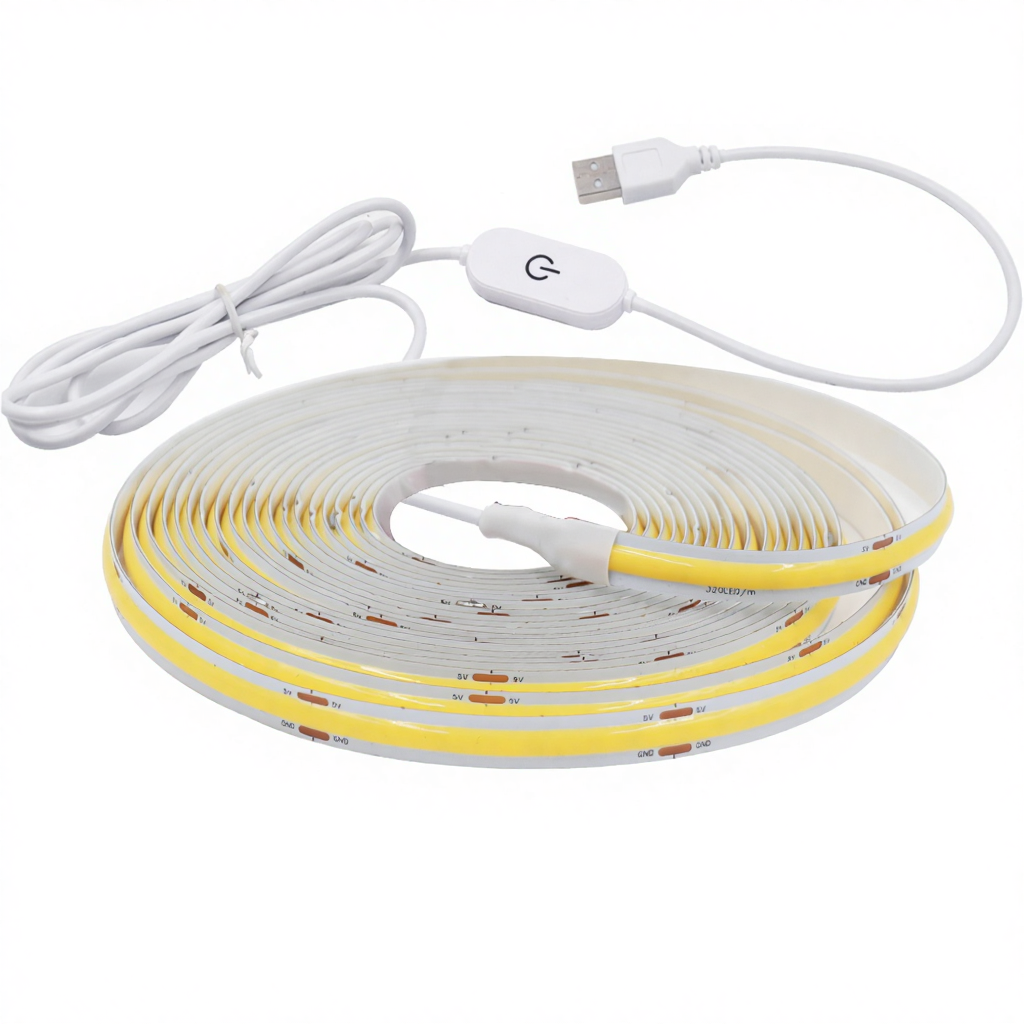 DC 5V USB COB LED Strip Lights 320LEDs/M Red/Ice Blue/Green/Pink/White Outdoor ABS Material IP Rated Flexible