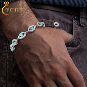 Hochwertiger Modeschmuck 15mm Vergoldetes 925 Sterling Silber VVS Moissanit Diamant Böses Auge Tennis-Armband für Männer und Frauen - Product Image 1