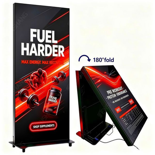 High Refresh P2.5 Indoor Ultra Slim Portable Smart WIFI App Control Digital Signage Advertising LED Poster Display