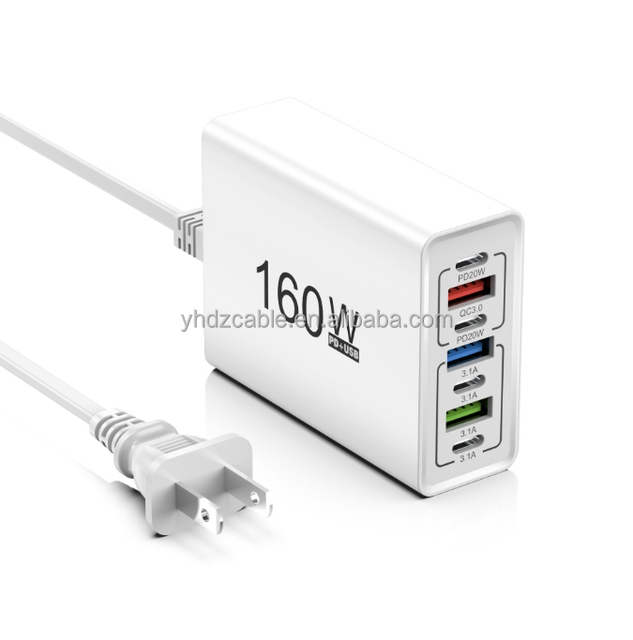 Wall Charger Desktop Multi Charging Station 7 Ports 4USB 3Type-C PD3.0 Fast Charging Block Universal Adapter with EU UK US Plug